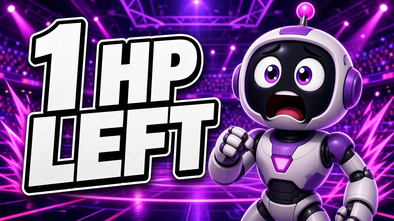 Version A: purple arena, text on the left